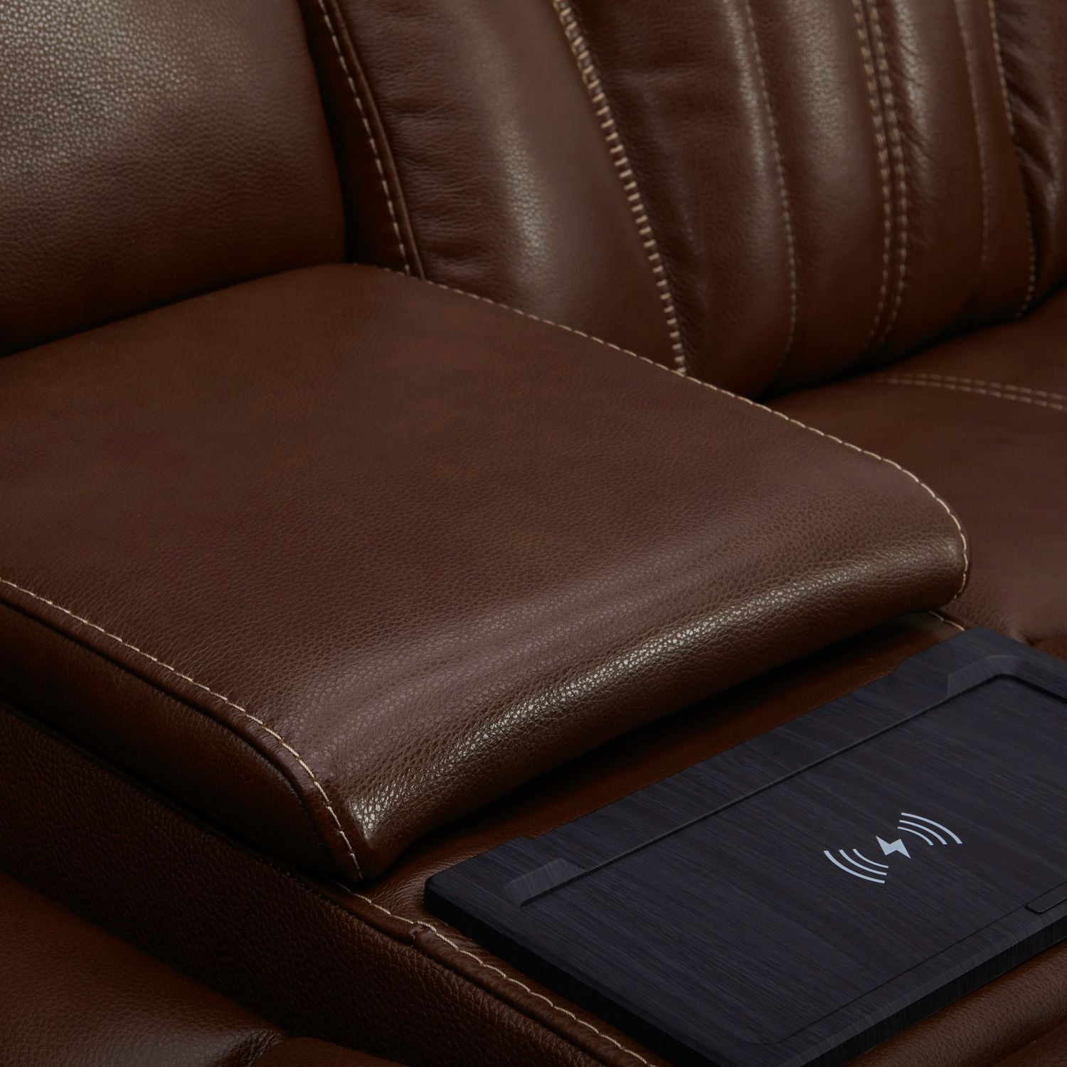 Caswell - Loveseat With Console P2 & ZG - Brown - Hornell Furniture Outlet