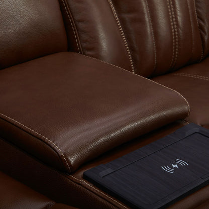 Caswell - Loveseat With Console P2 & ZG - Brown - Hornell Furniture Outlet