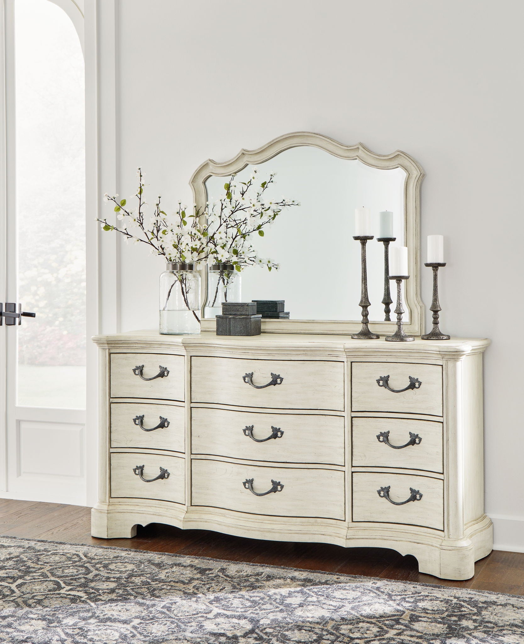Arlendyne - Antique White - Dresser And Mirror - Hornell Furniture Outlet