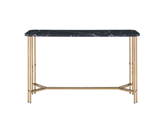 Daxton - Faux Marble Top Sofa Table - Black - Hornell Furniture Outlet