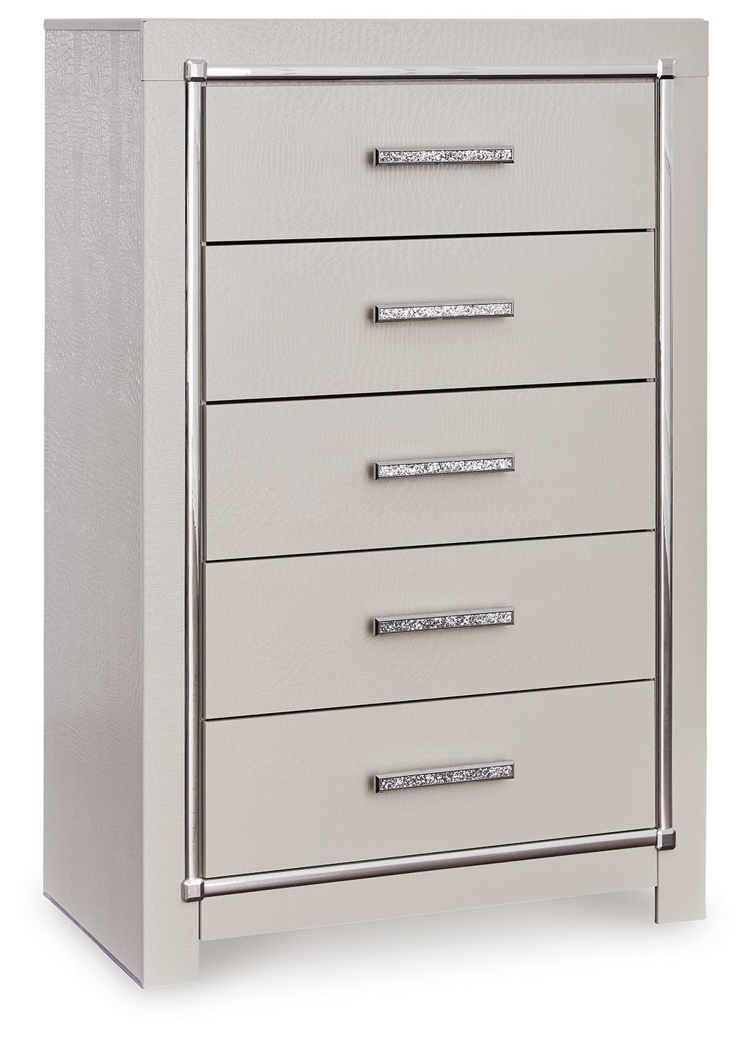 Zyniden - Silver - Five Drawer Chest - Hornell Furniture Outlet