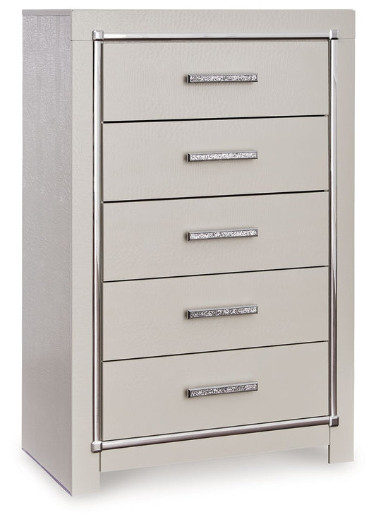 Zyniden - Silver - Five Drawer Chest - Hornell Furniture Outlet