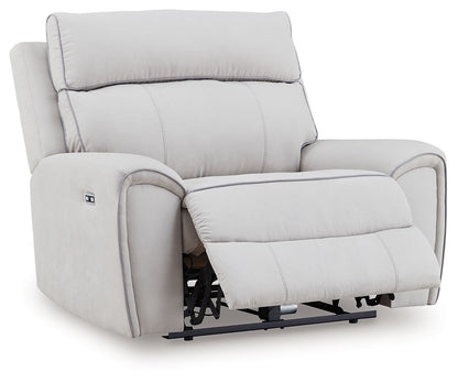 Social Pointe - Pearl / Ash - Power Recliner / Adjustable Headrest - Hornell Furniture Outlet
