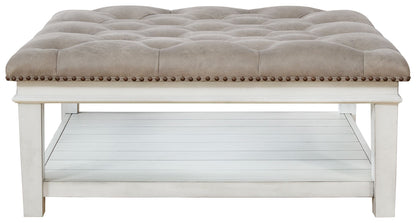 Kanwyn - Whitewash - Uph Ottoman Cocktail Table - Hornell Furniture Outlet