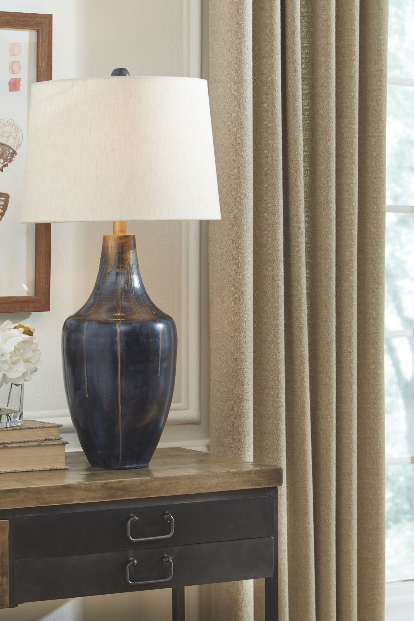 Evania - Indigo - Metal Table Lamp - Hornell Furniture Outlet