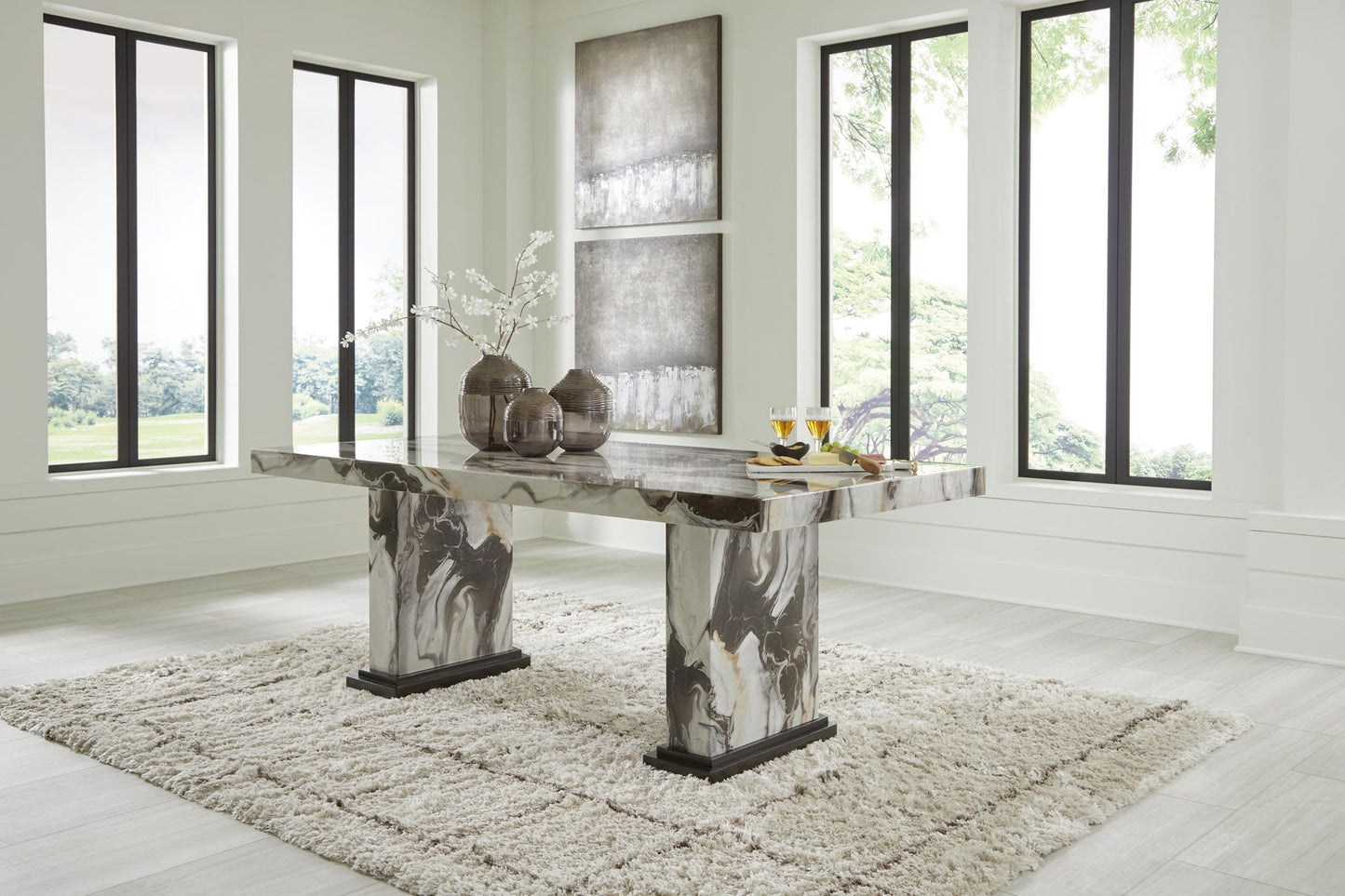 Jeshina - Dining Table - Dark Brown / Beige - Hornell Furniture Outlet