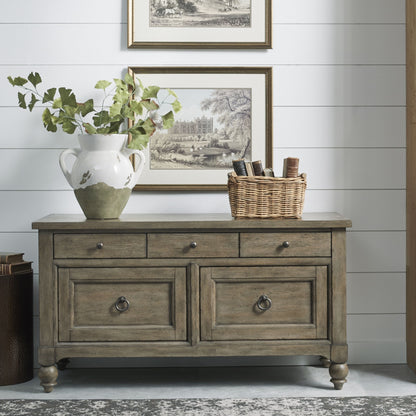 Americana Farmhouse - 3 Piece Home Office Set (Desk & Hutch) - Light Brown - Hornell Furniture Outlet