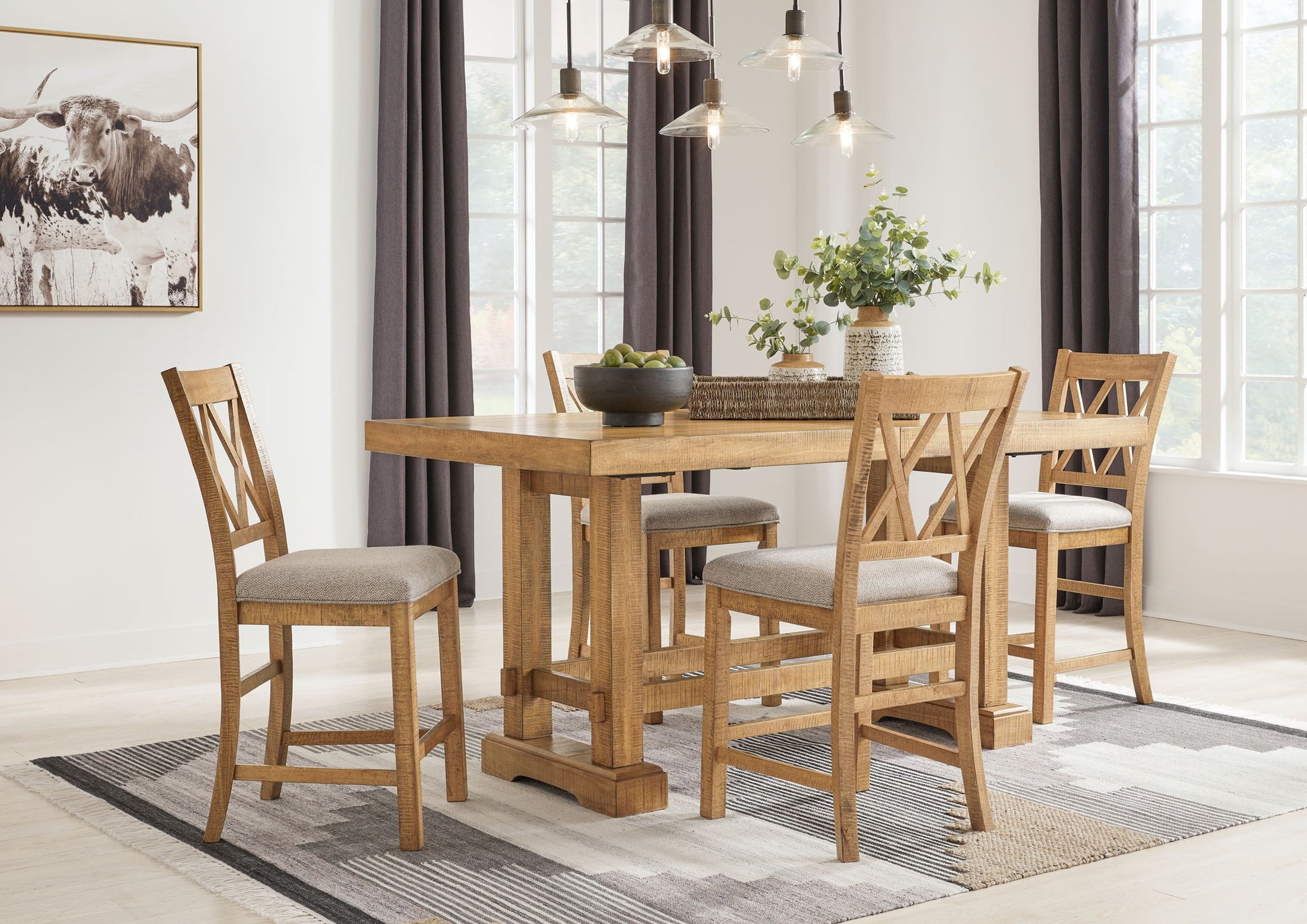 Havonplane - Brown - Upholstered Barstool (Set of 2) - Hornell Furniture Outlet