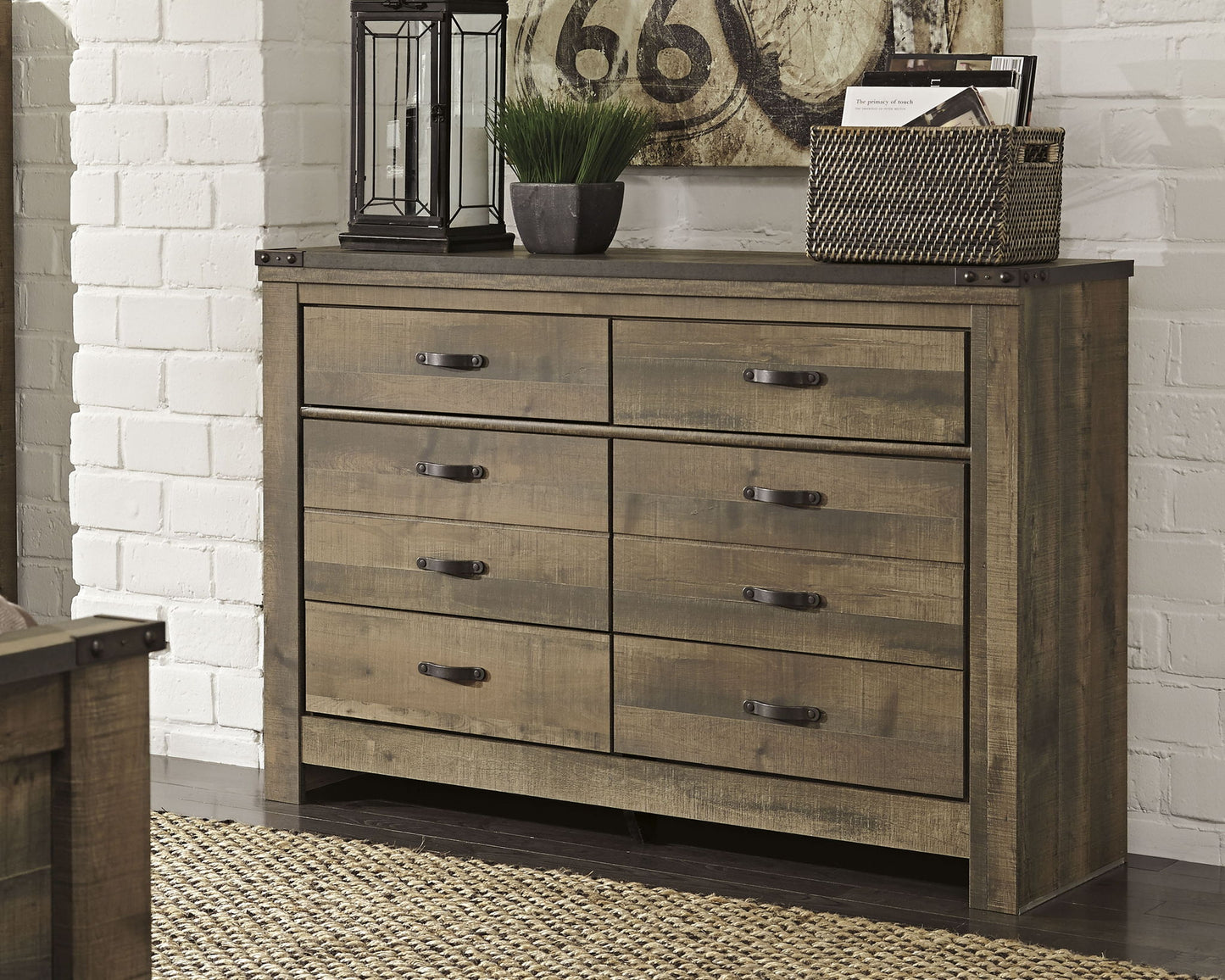 Trinell - Brown Dark - Six Drawer Dresser - 61.34" x 15.98" x 42.99" - Hornell Furniture Outlet