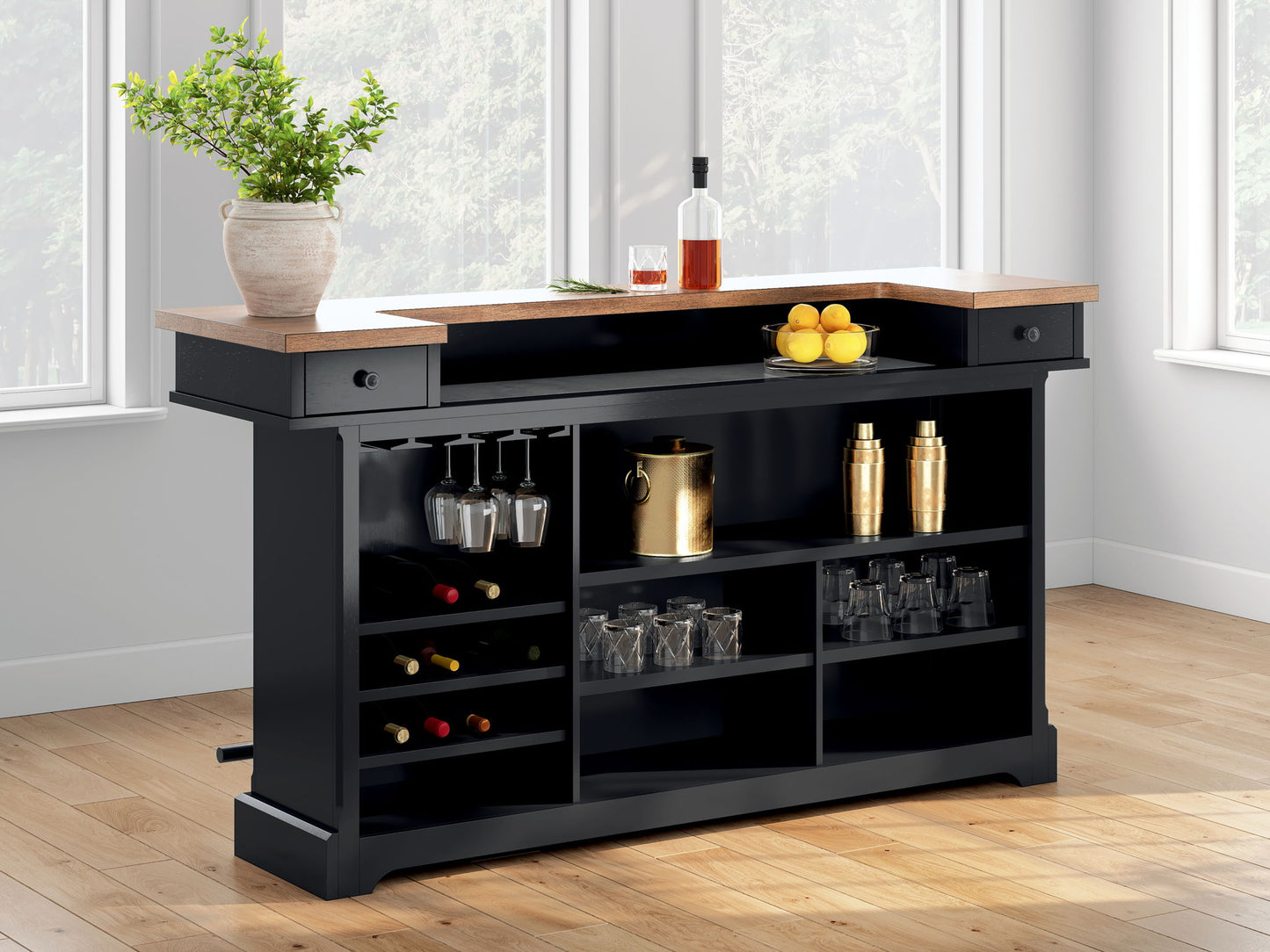 Wildenauer - Brown / Black - Bar - Hornell Furniture Outlet