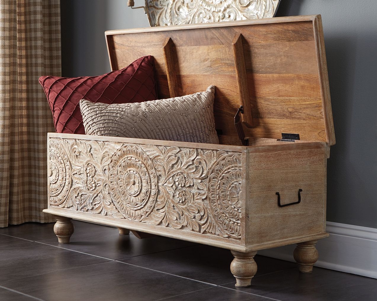 Fossil Ridge - Beige - Storage Bench - Hornell Furniture Outlet