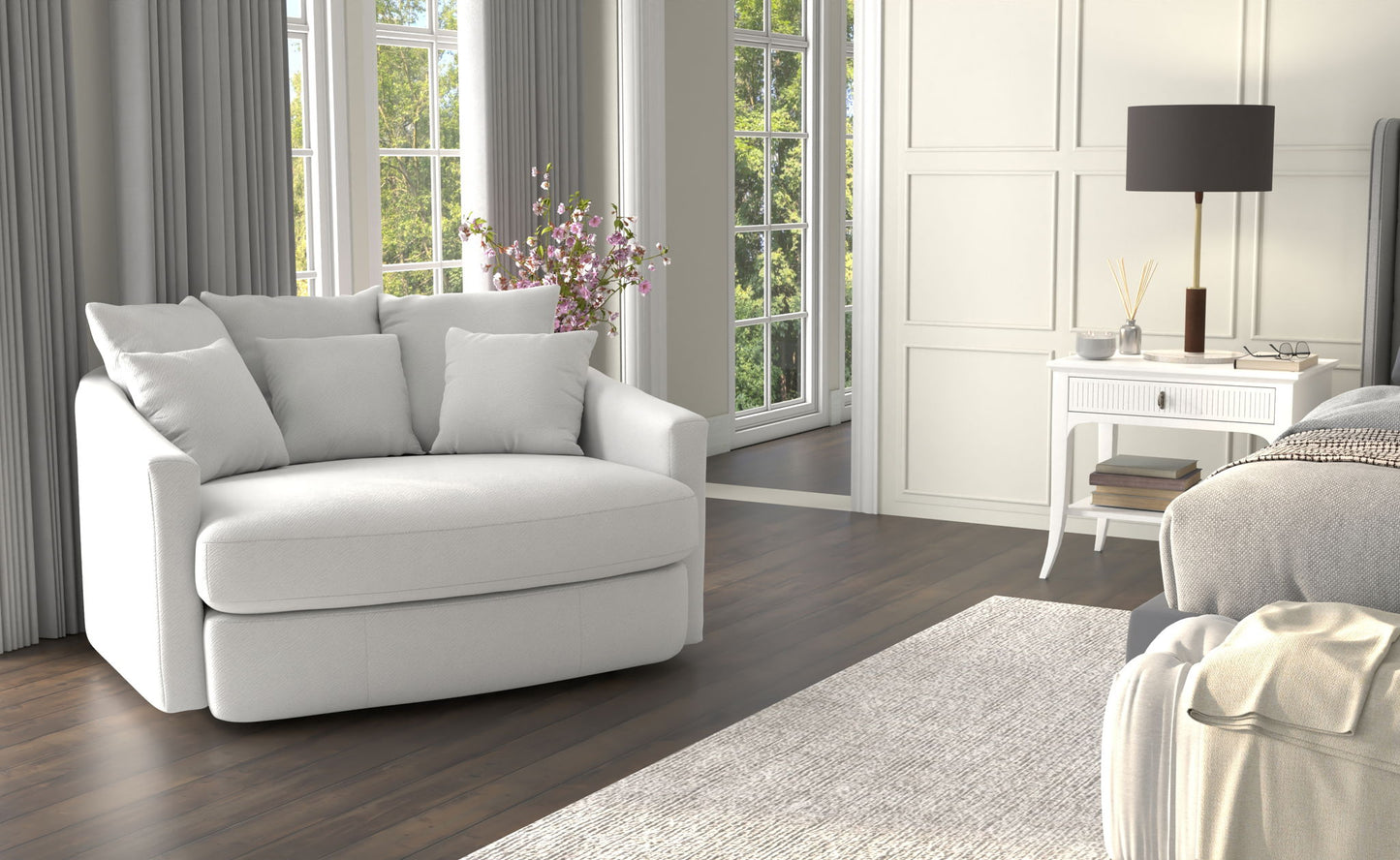 Matty - Round Accent Cuddle Chaise - Hornell Furniture Outlet