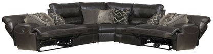 Como - 5 Piece Italian Leather Match Reclining Sectional - Hornell Furniture Outlet