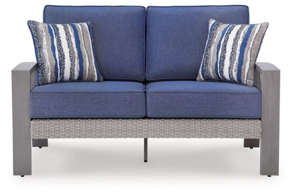 Half Moon Beach - Loveseat With Cushion - Blue / Gray - Hornell Furniture Outlet