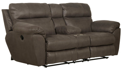 Atlas - Reclining Console Loveseat With Storage - Charcoal - Hornell Furniture Outlet