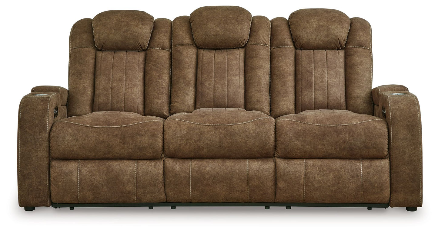 Wolfridge - Brindle - Power Reclining Sofa With Adj Headrest - Hornell Furniture Outlet