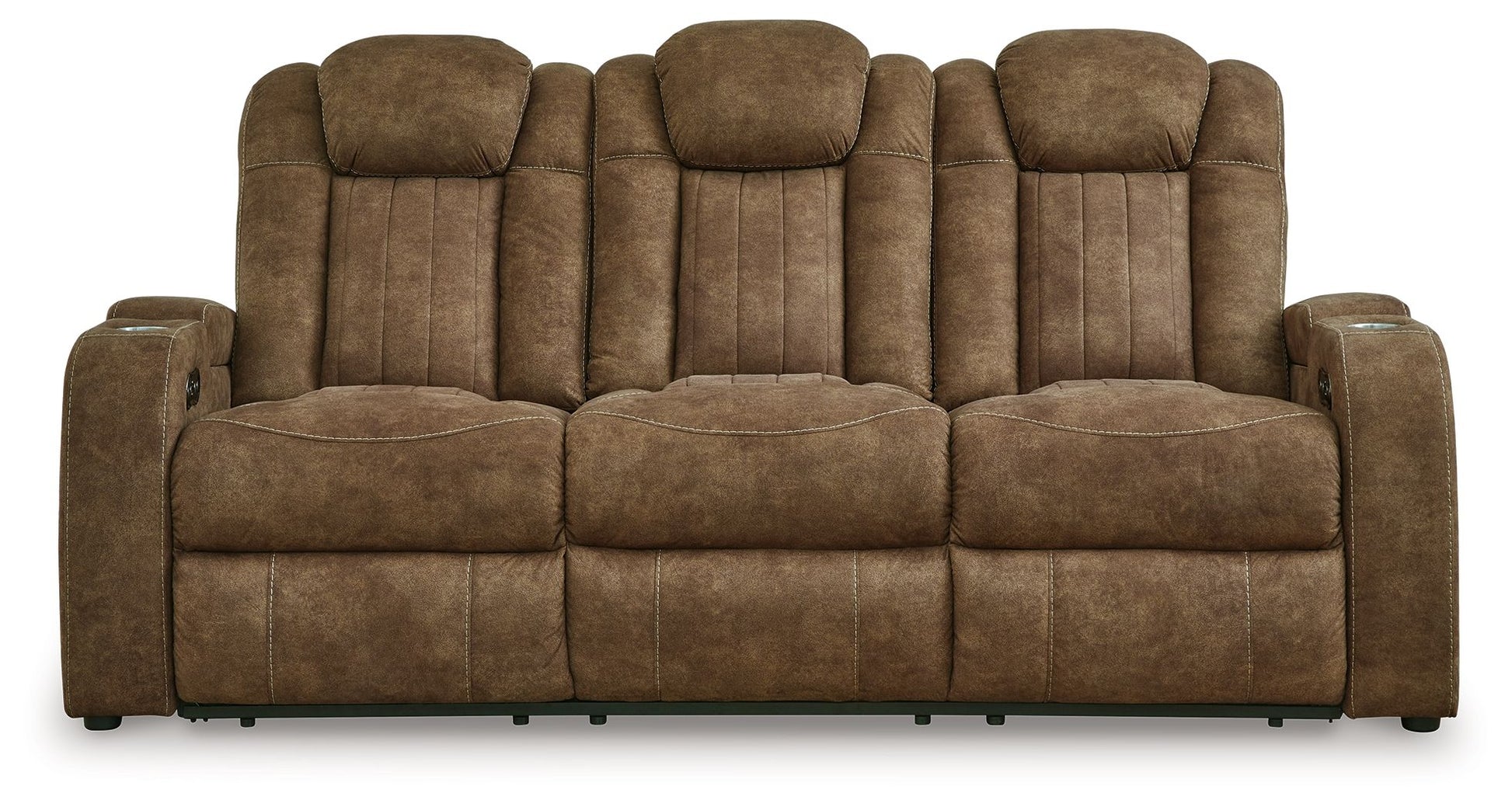 Wolfridge - Brindle - Power Reclining Sofa With Adj Headrest - Hornell Furniture Outlet
