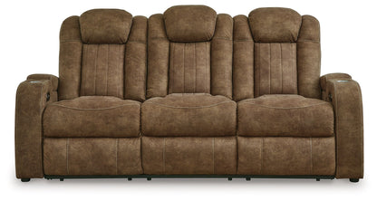 Wolfridge - Brindle - Power Reclining Sofa With Adj Headrest - Hornell Furniture Outlet