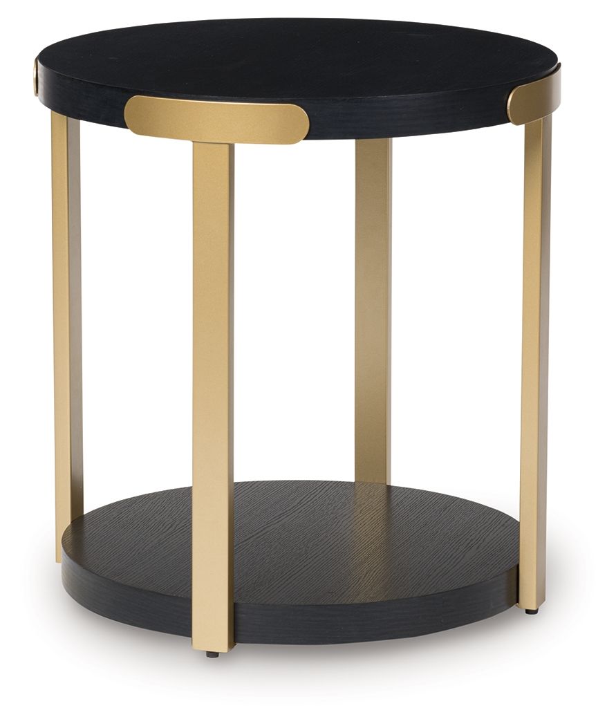 Shylore - Black / Brass Finish - Occasional Table Set (Set of 3) - Hornell Furniture Outlet