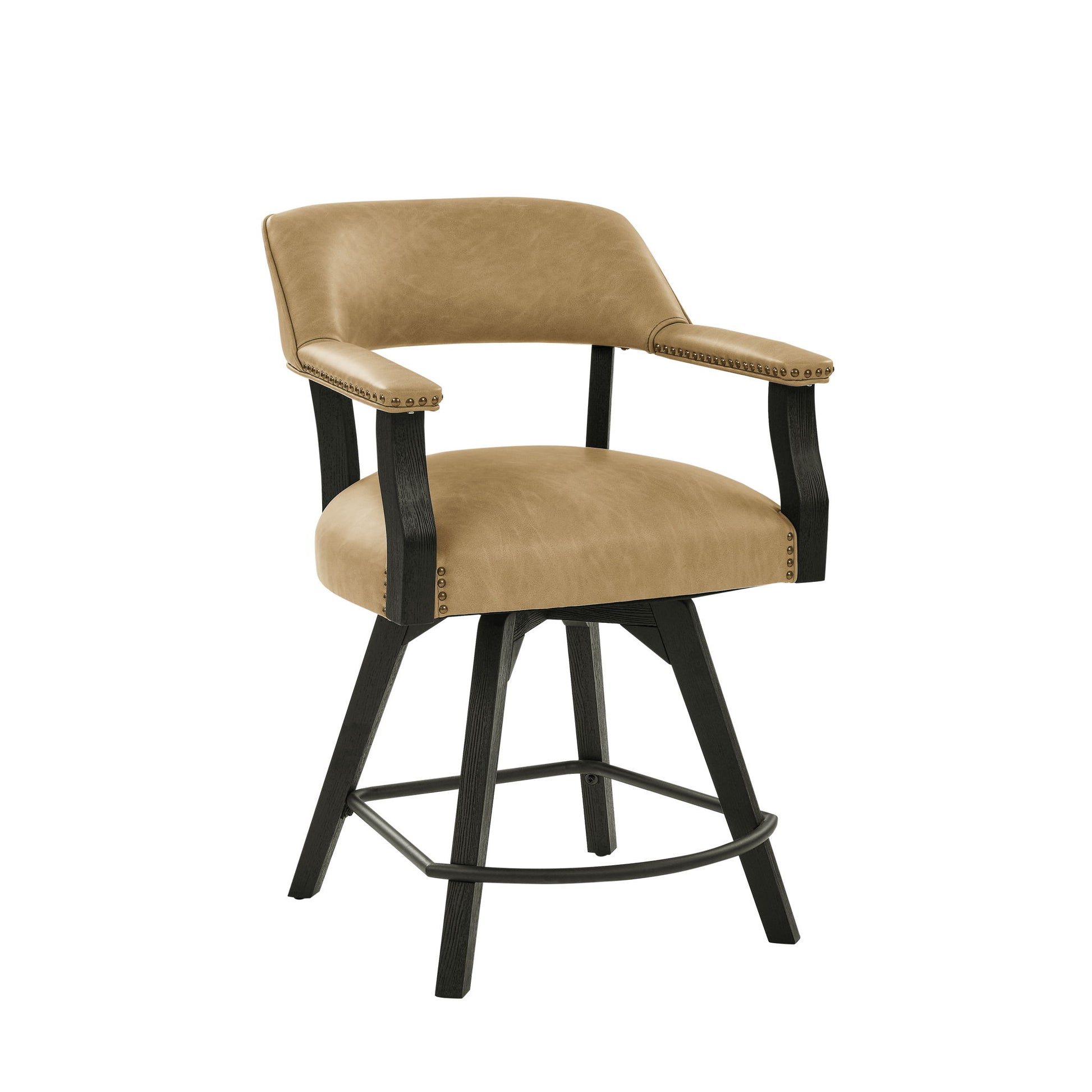 Rylie - Counter Captains Chair Vegan Leather - Black / Sand - Hornell Furniture Outlet