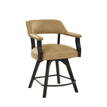 Rylie - Counter Captains Chair Vegan Leather - Black / Sand - Hornell Furniture Outlet
