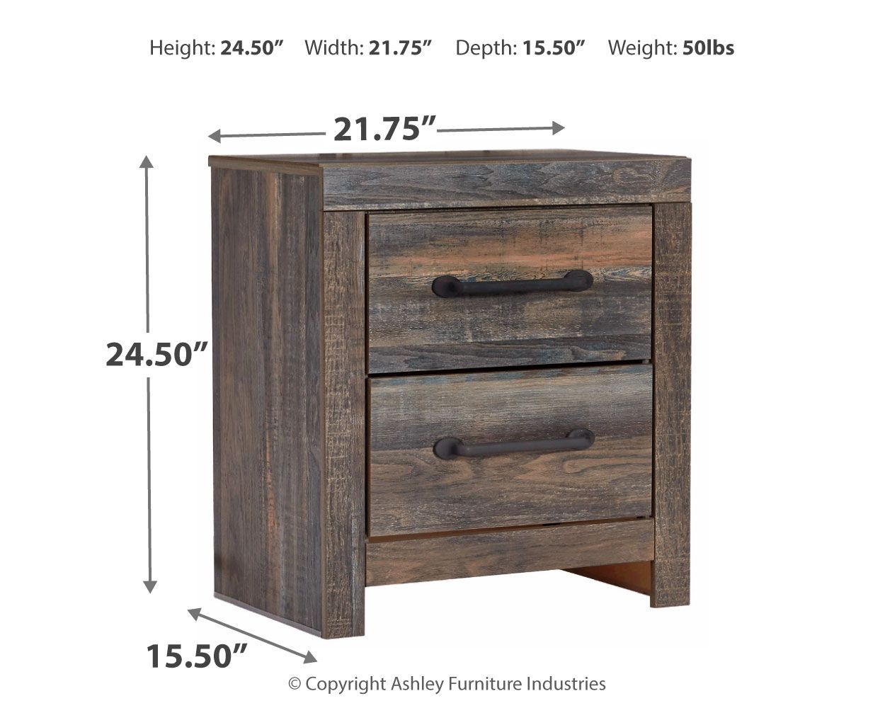 Drystan - Brown / Beige - Two Drawer Night Stand - Hornell Furniture Outlet
