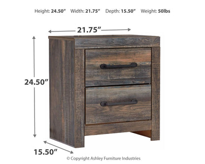 Drystan - Brown / Beige - Two Drawer Night Stand - Hornell Furniture Outlet