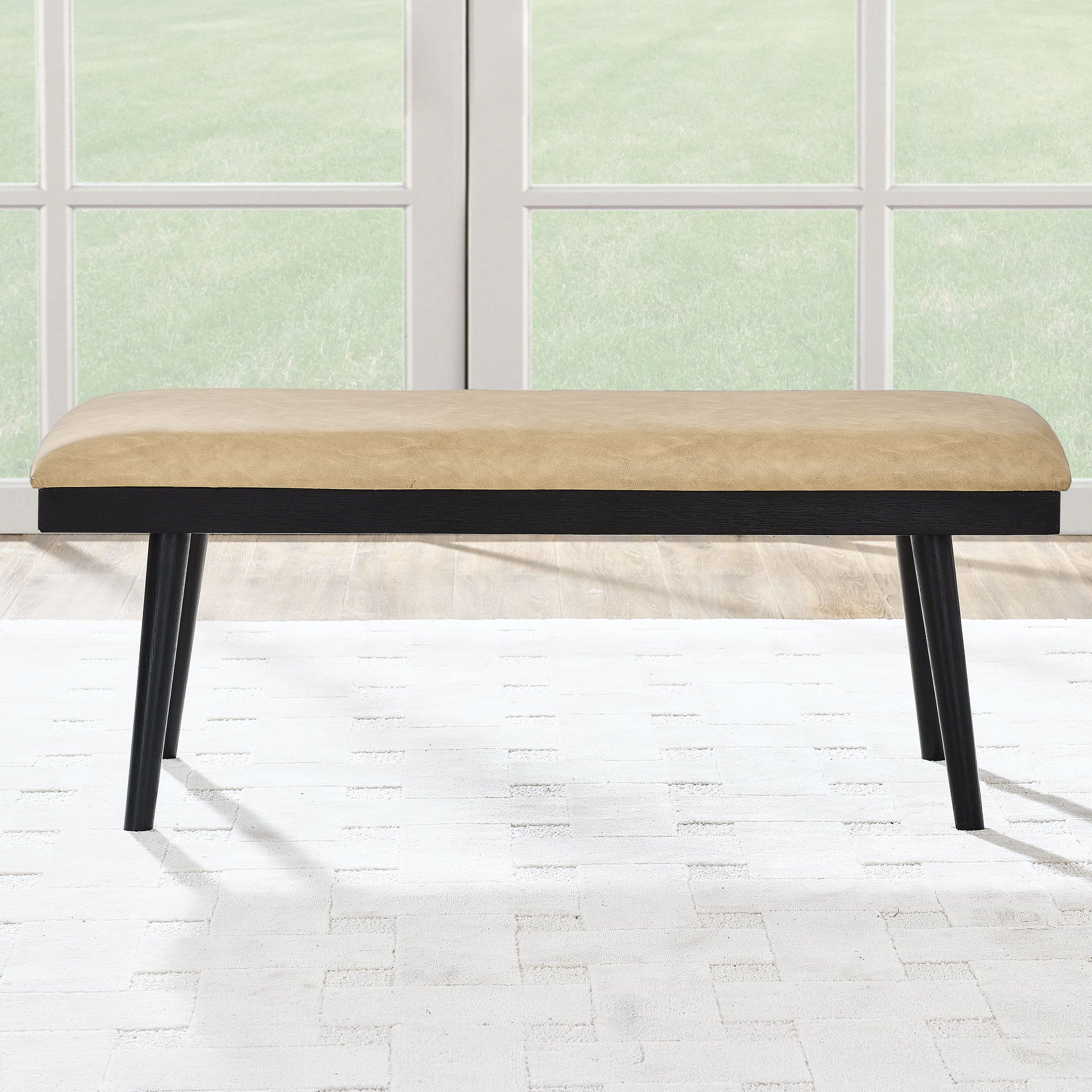Vida Black - PU Dining Bench - Sand / Black - Hornell Furniture Outlet
