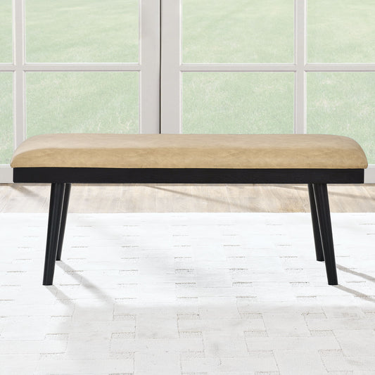 Vida Black - PU Dining Bench - Sand / Black - Hornell Furniture Outlet