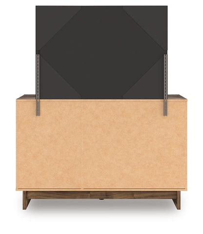 Chirason - 3 Pc. - Twin Panel Bed With Storage, Dresser And Mirror - Brown