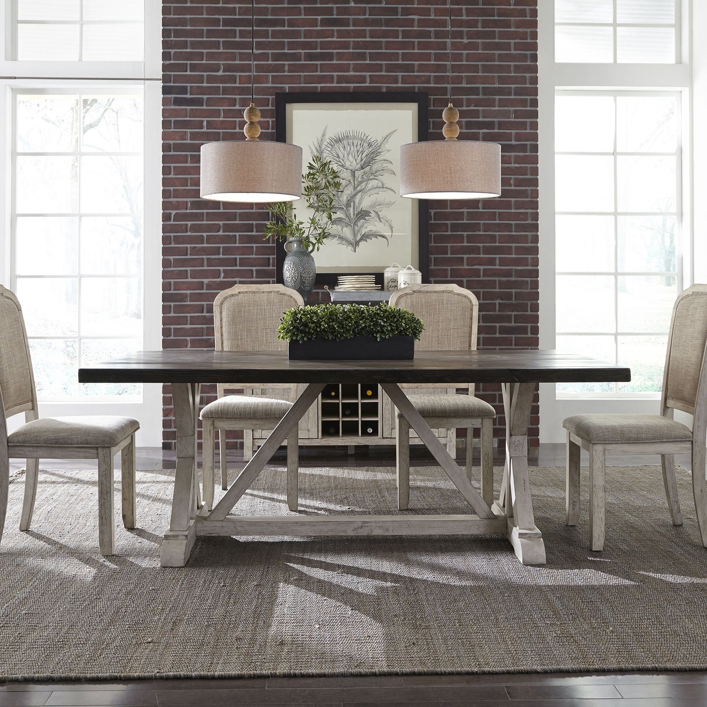Willowrun - Trestle Table - Rustic White - Hornell Furniture Outlet