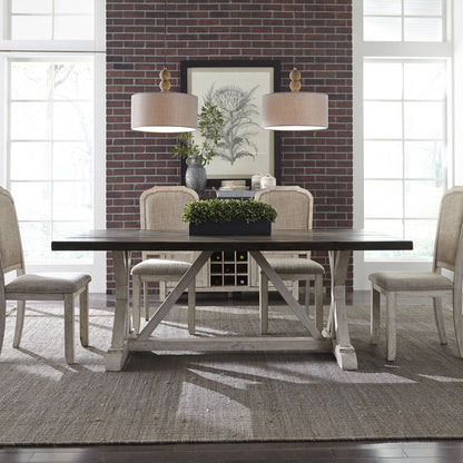 Willowrun - Trestle Table - Rustic White - Hornell Furniture Outlet