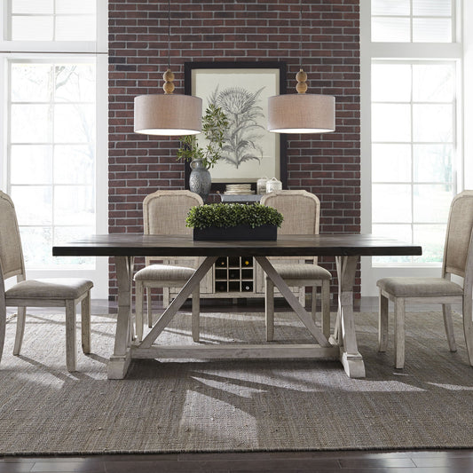 Willowrun - Trestle Table - Rustic White - Hornell Furniture Outlet