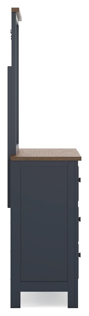 Landocken - Brown / Blue - Dresser and Mirror - Hornell Furniture Outlet