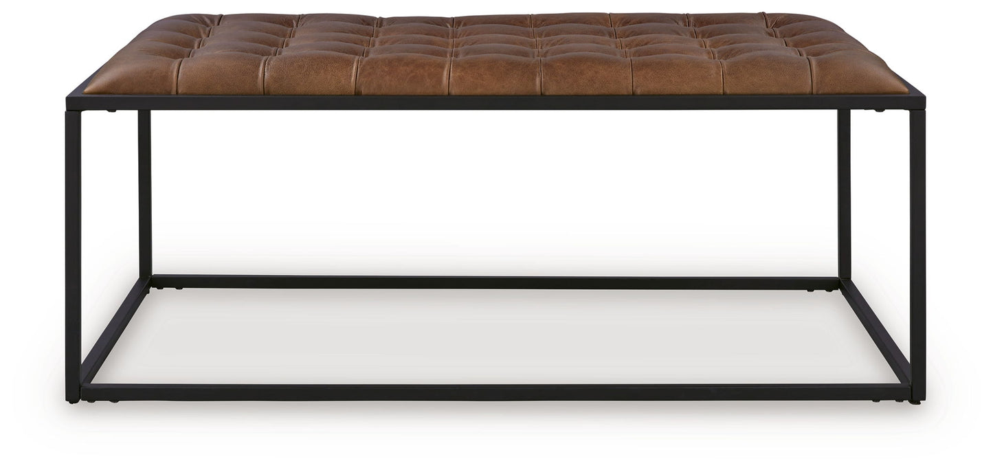 Junsor - Cocktail Ottoman - Brown / Black - Hornell Furniture Outlet
