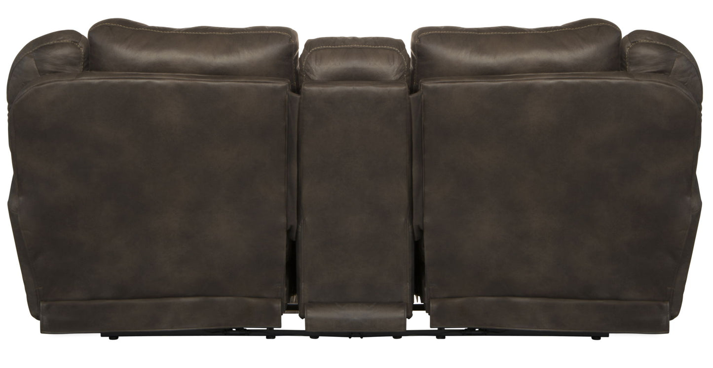 Ferrington - Power Lay Flat Reclining Console Loveseat with Power Adjustable Headrest & Lumbar - Hornell Furniture Outlet