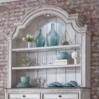 Magnolia Manor - Hutch - Aged White - Hornell Furniture Outlet