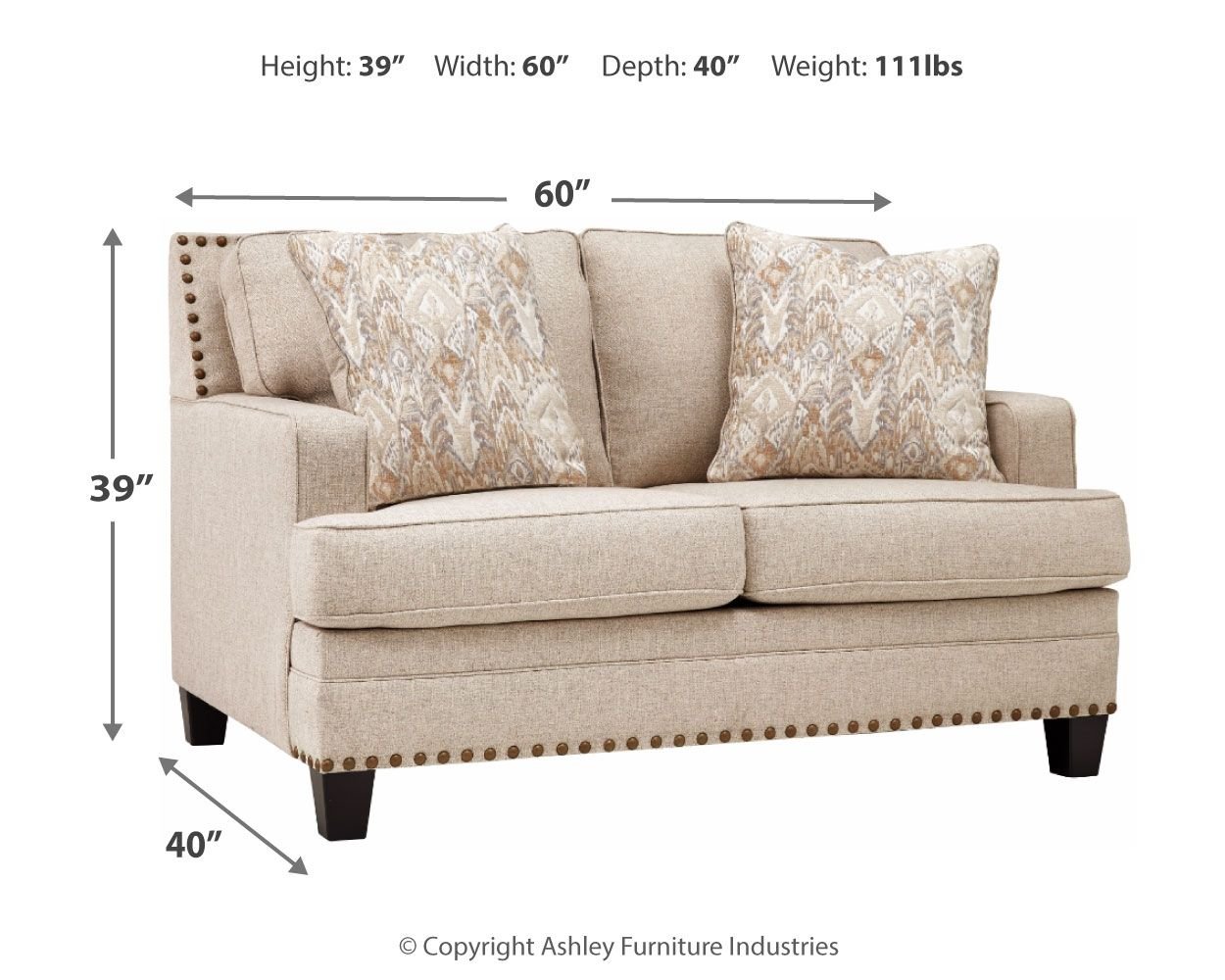 Claredon - Linen - Loveseat - Hornell Furniture Outlet