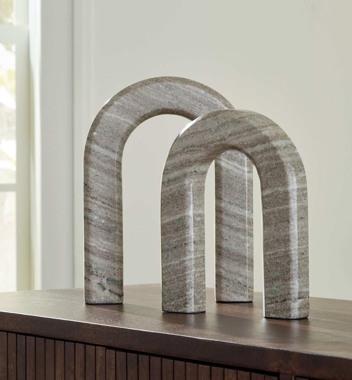 Keithton - Taupe - Sculpture Set (Set of 2) - Hornell Furniture Outlet