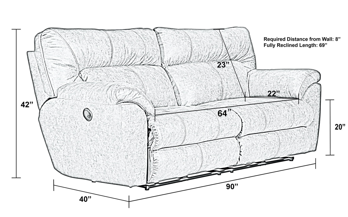 Hollins - 88" Power Reclining Sofa - Coffee - Hornell Furniture Outlet