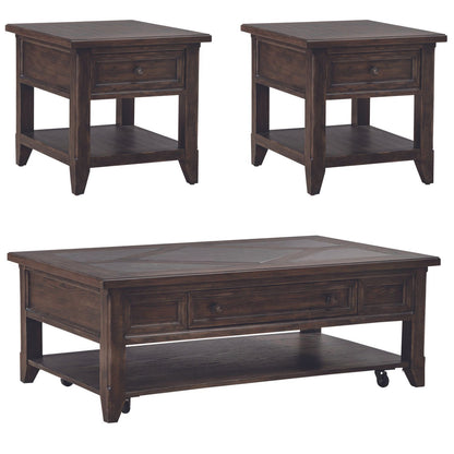 Paradise Valley - 3 Piece Table Set - Dark Brown - Hornell Furniture Outlet