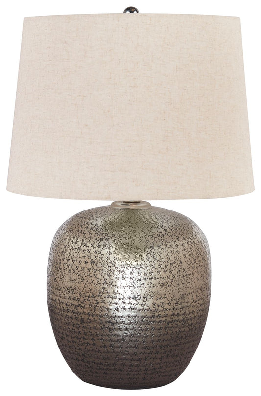 Magalie - Antique Silver Finish - Metal Table Lamp - Hornell Furniture Outlet
