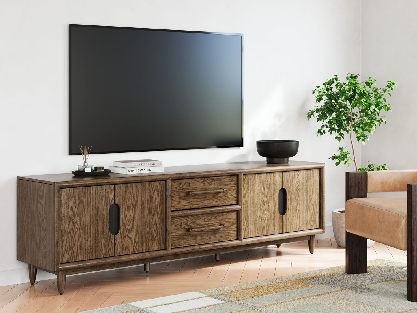 Roanhowe - Brown - Extra Large TV Stand - Hornell Furniture Outlet