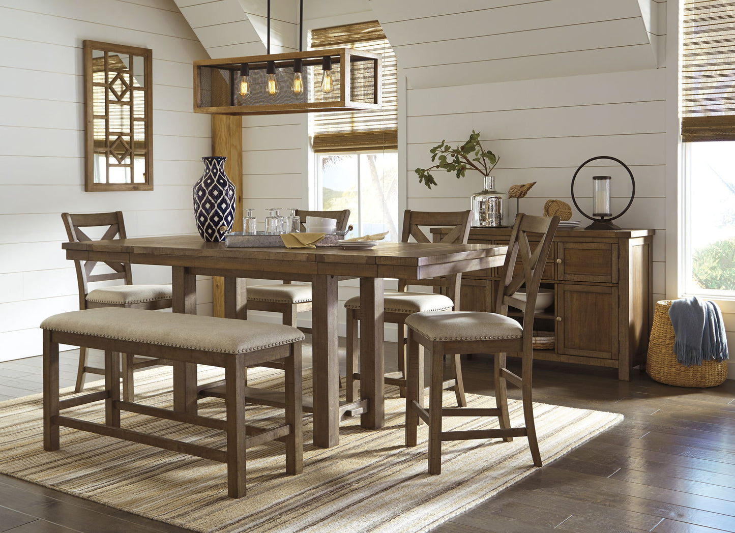 Moriville - Beige - Double UPH Bench - Hornell Furniture Outlet