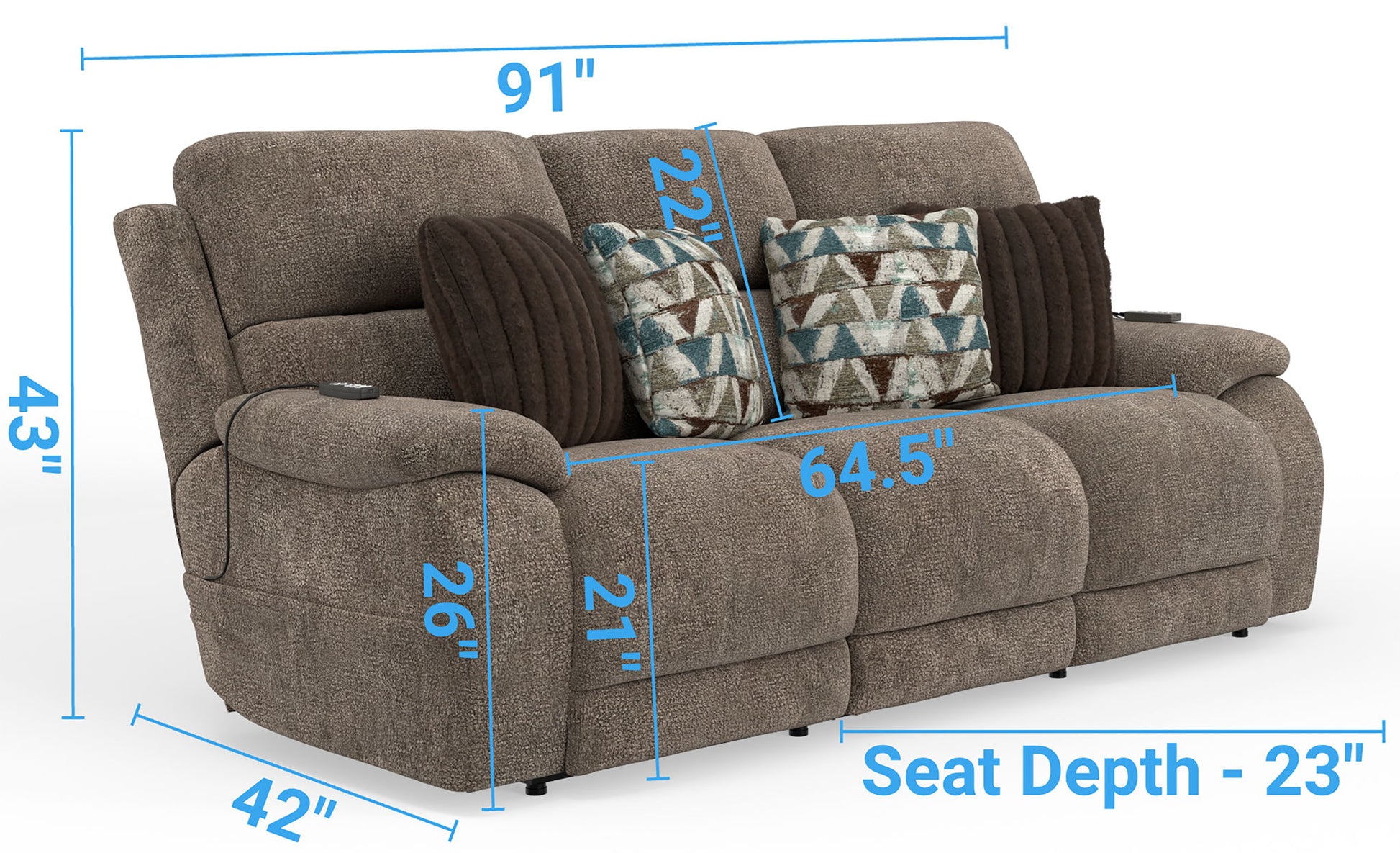 Joya - Zero Gravity Power Reclining Sofa With Power Adjustable Headrest And CR3 Heat/Massage/Lumbar - Mushroom - Hornell Furniture Outlet