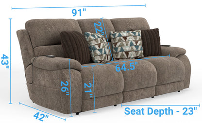 Joya - Zero Gravity Power Reclining Sofa With Power Adjustable Headrest And CR3 Heat/Massage/Lumbar - Mushroom - Hornell Furniture Outlet
