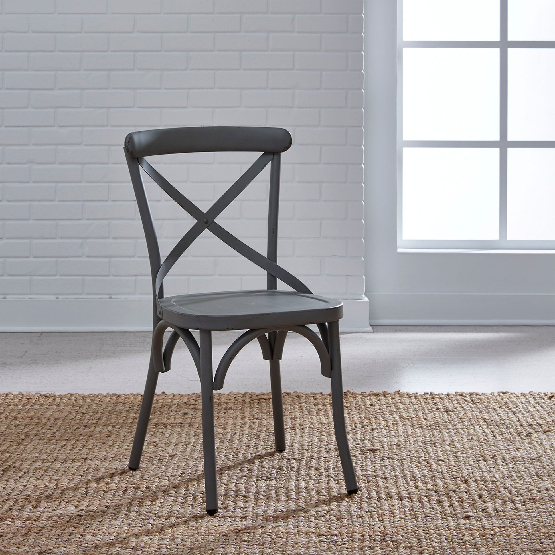 Vintage Series - X Back Side Chair - Gray - Hornell Furniture Outlet