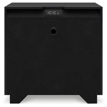 Londer - Black - Two Drawer Night Stand - Hornell Furniture Outlet
