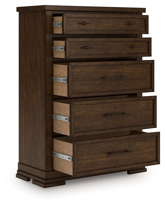 Taffenbrook - Five Drawer Chest - Medium Brown - Hornell Furniture Outlet