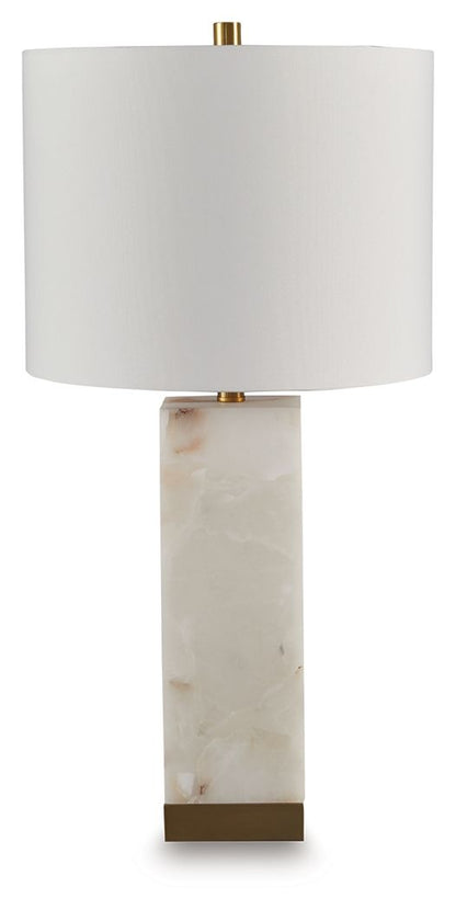 Linderfield - White / Gold Finish - Alabaster Table Lamp - Hornell Furniture Outlet